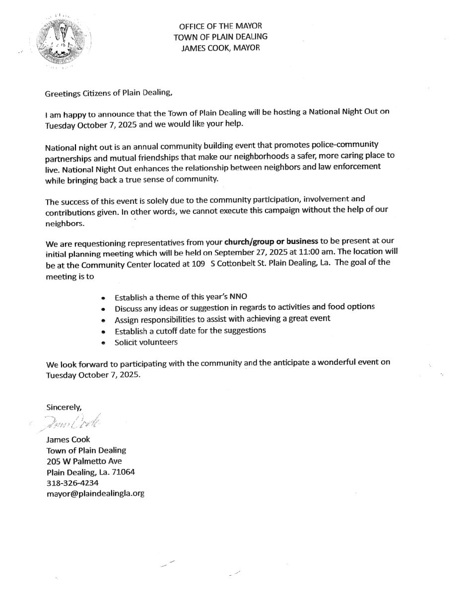 National Night Out Letter 